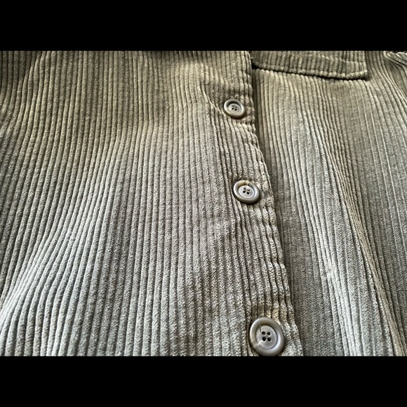 Pixie Market Olive Corduroy Belted Dress / Shirt - Picture 8 of 9